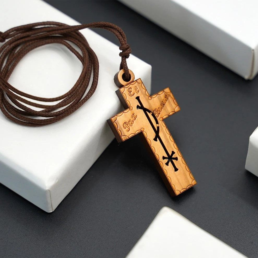 Italian Hand Carved Olive Wood Cross - For Pendant - Handicraft jewelry 07FC0E-D4 - KOEEK