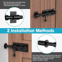 used Slide Bolt Gate Latch Hardware, Barrel Latch, 6.3 Inch Heavy Duty Black 07FC0E-D4 - KOEEK