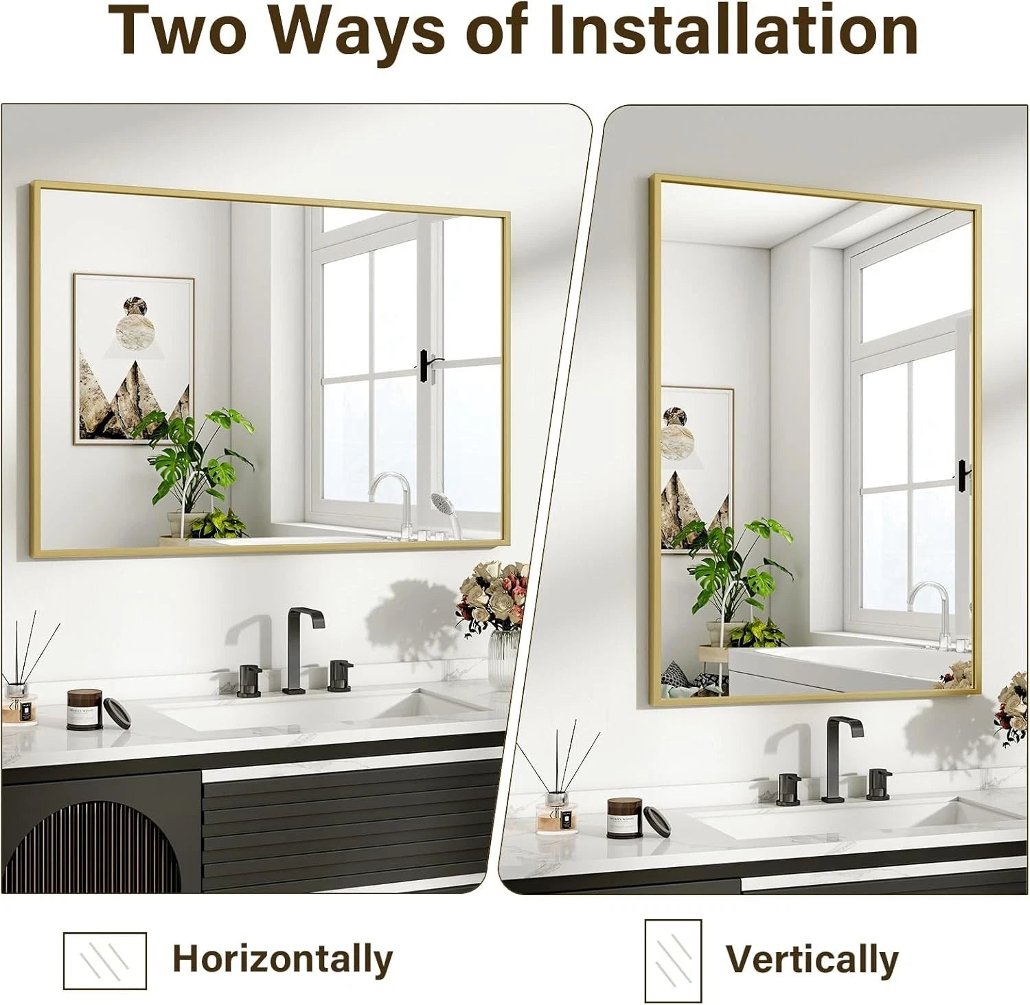 24"x32" Framed Bathroom Mirror for Wall Rectangle Mirror Aluminum Alloy Frame 07FC0E-D4 - KOEEK