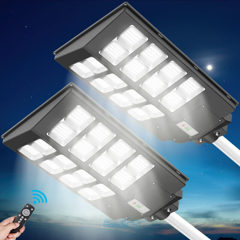 nye Solar Street Lights Commercial 6500K for Basketball Court Road Playground 2 PACK