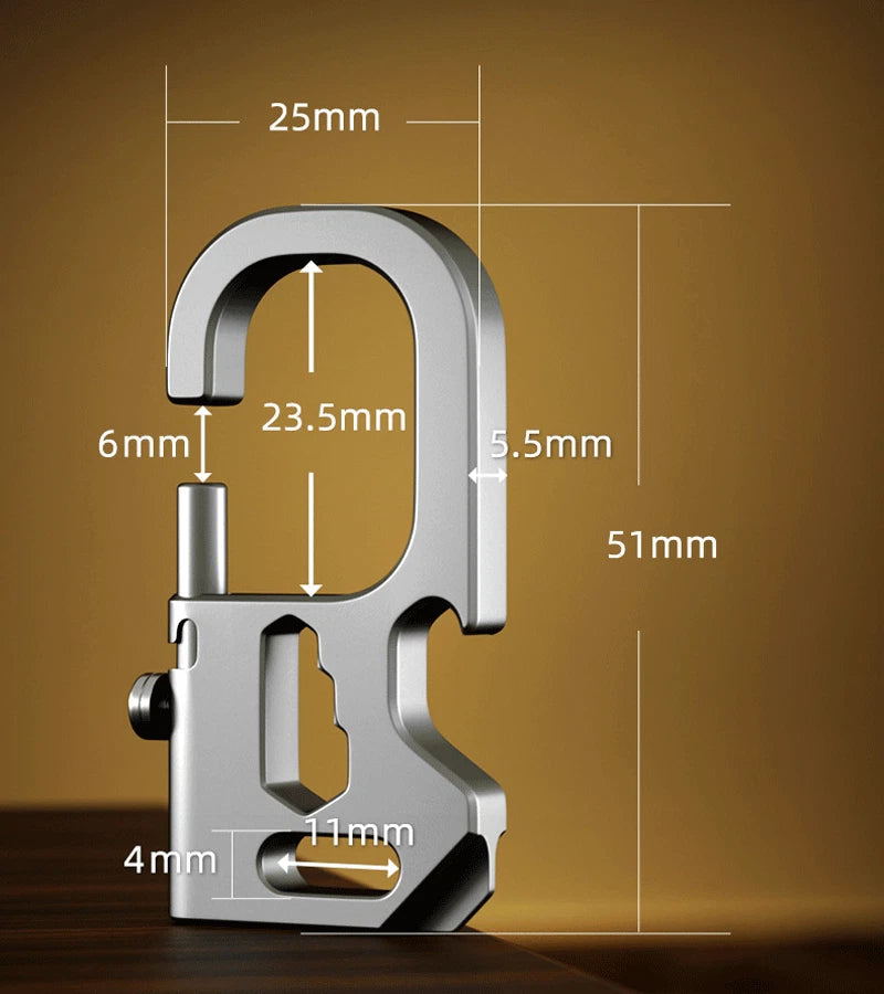 Outdoor  EDC Titanium Mechanic Key Chain Carabiner Bottle Opener Multi Tools 07FC0E-D4 - KOEEK