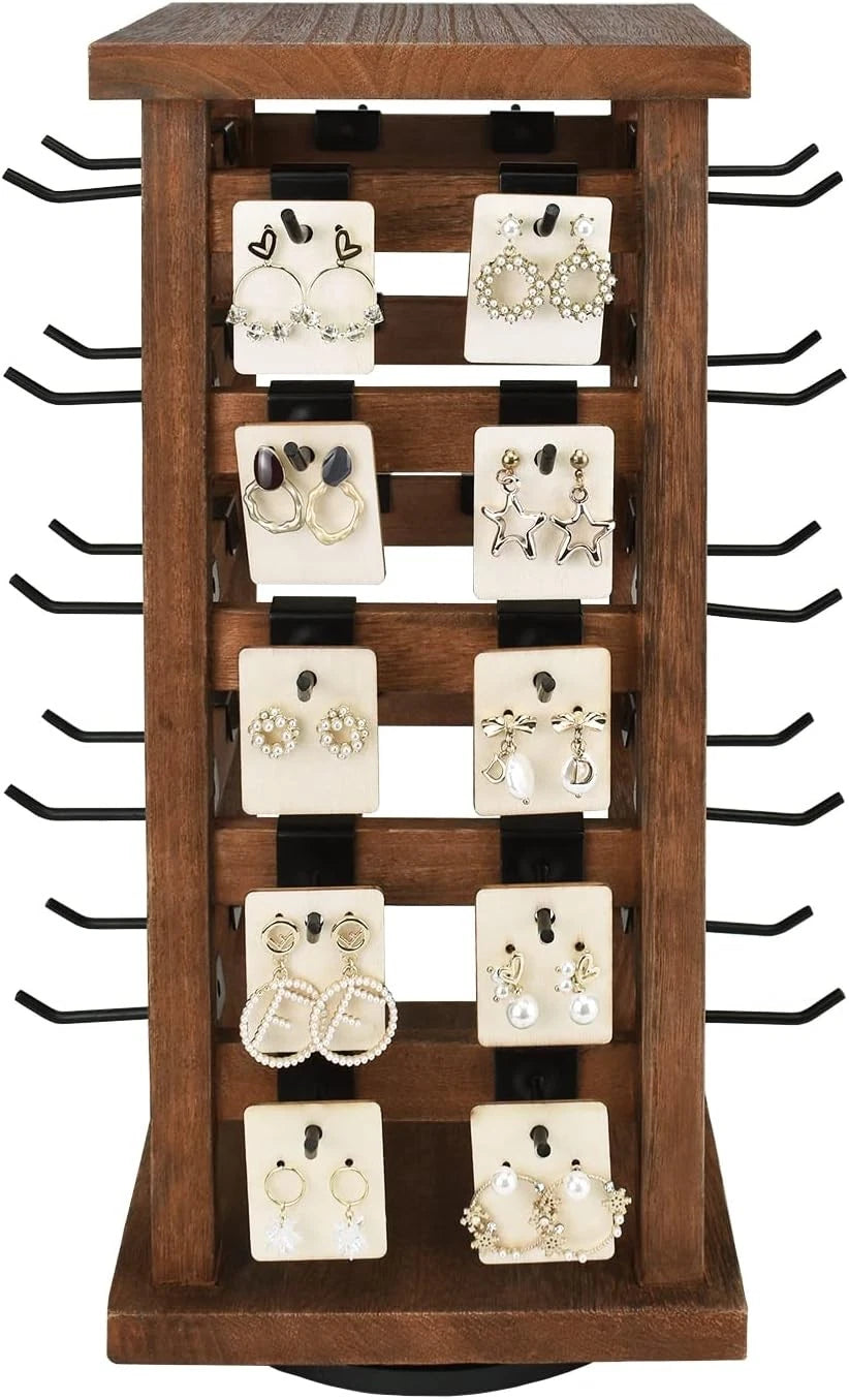 5-tier easy-to-assemble wooden rotating jewelry display tower 07FC0E-D4 - KOEEK