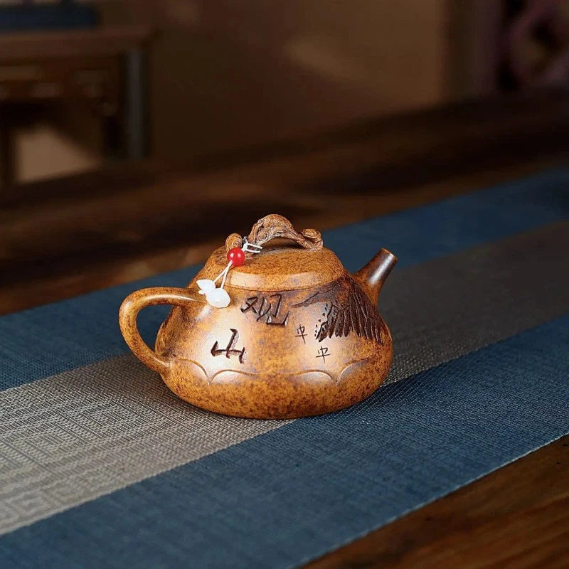 330ml Yixing Purple Clay Handmade Pot Tea Kettle with Filter Kungfu Teaware 07FC0E-D4 - KOEEK