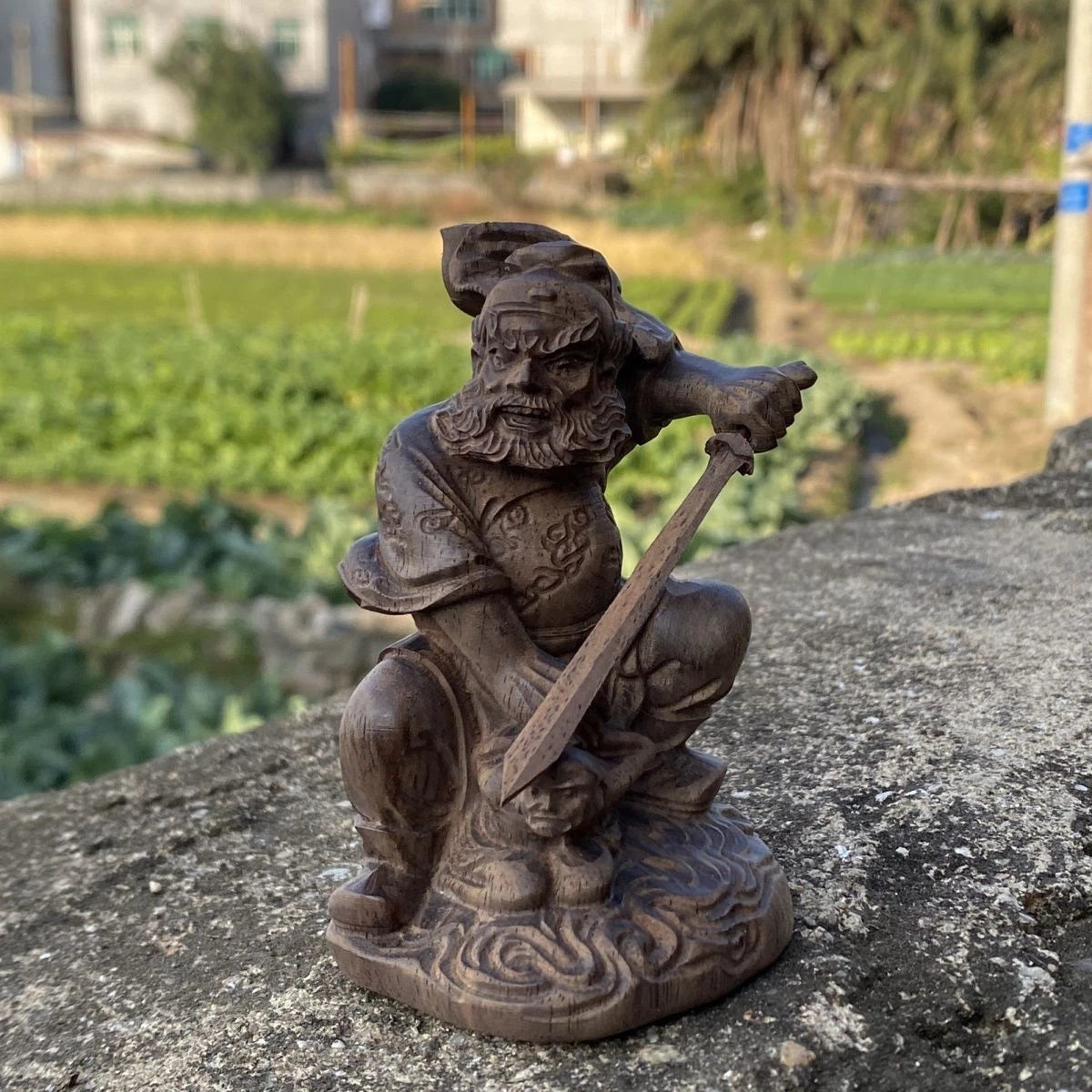 10*6cm White Kyara Agarwood Zhong Kui Figurine Wood Carving Feng Shui Home Decor 07FC0E-D4 - KOEEK