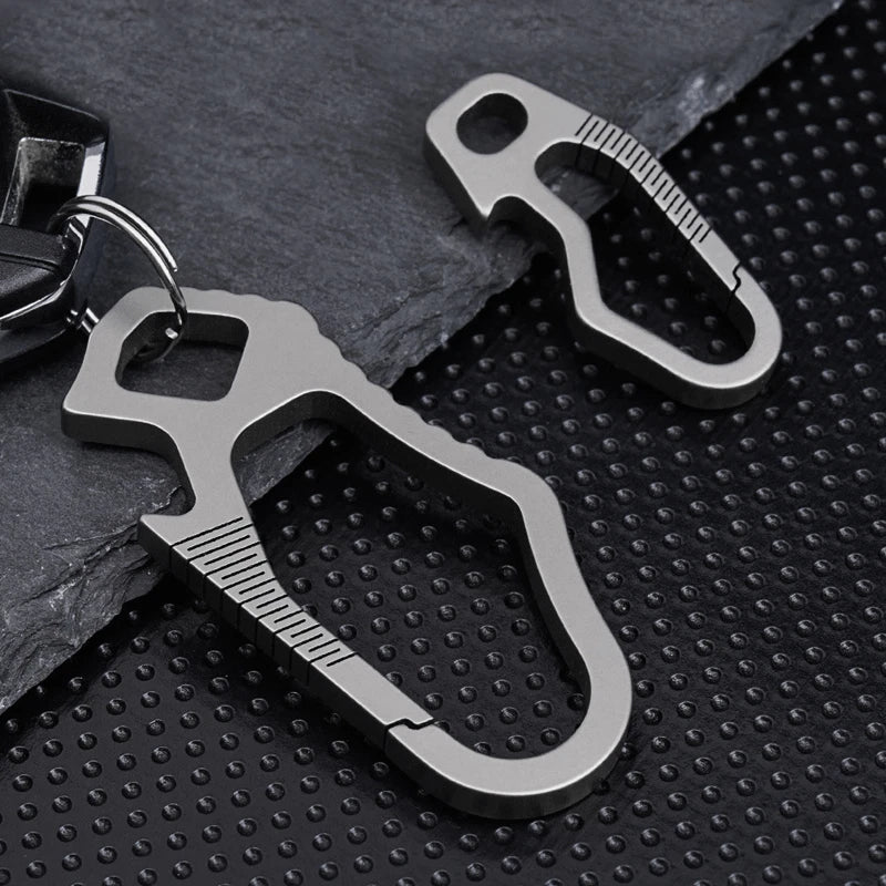 EDC Titanium CNC Belt Keychain Carabiner Strong Spring with Bottle Opener 07FC0E-D4 - KOEEK