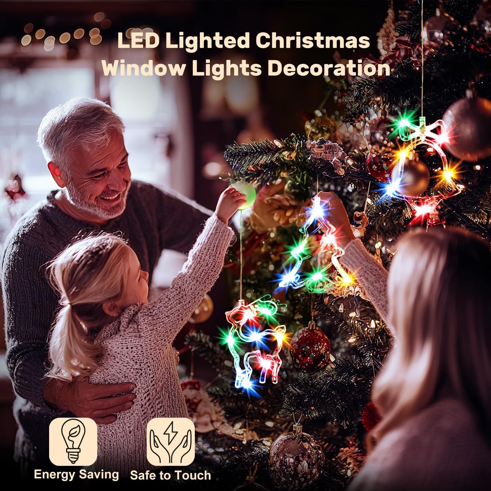 Brightown 3 PCS Lighted Christmas Window Decorations Light up Bell X-Mas Tree... BRIGHTOWN - KOEEK