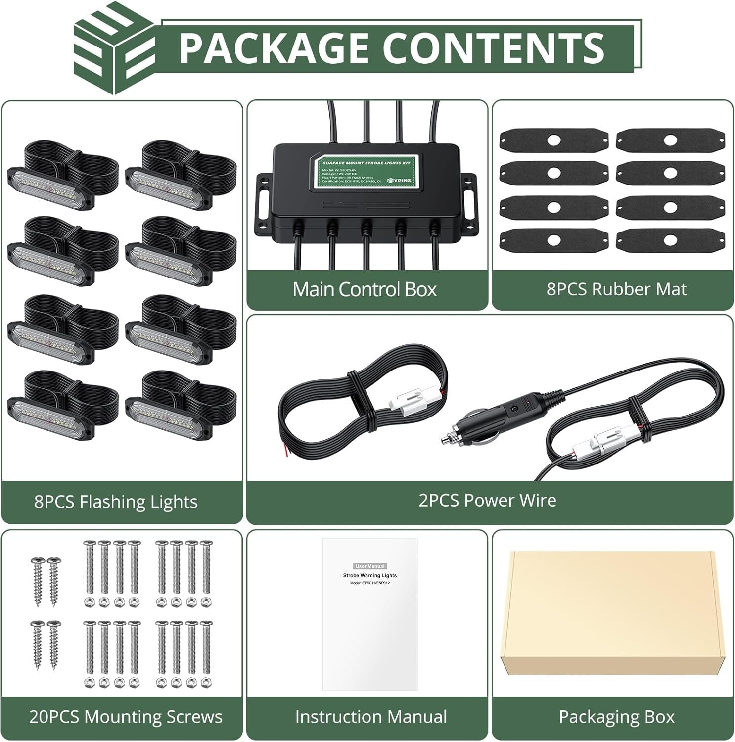 new EYPINS LED Surface Mount Strobe Lights Kit,White Amber Flashing White EYPINS - KOEEK