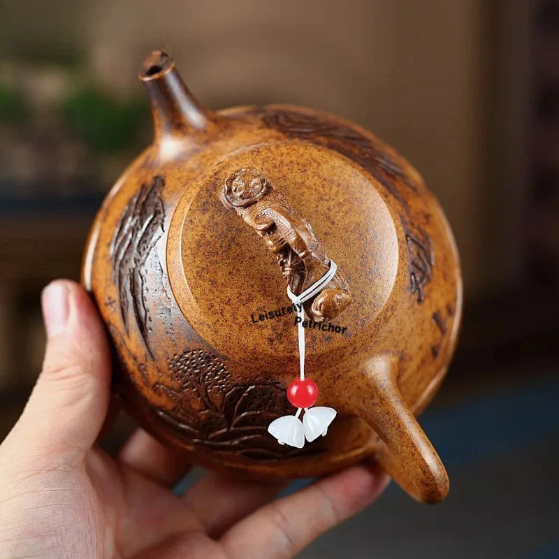 330ml Yixing Purple Clay Handmade Pot Tea Kettle with Filter Kungfu Teaware 07FC0E-D4 - KOEEK