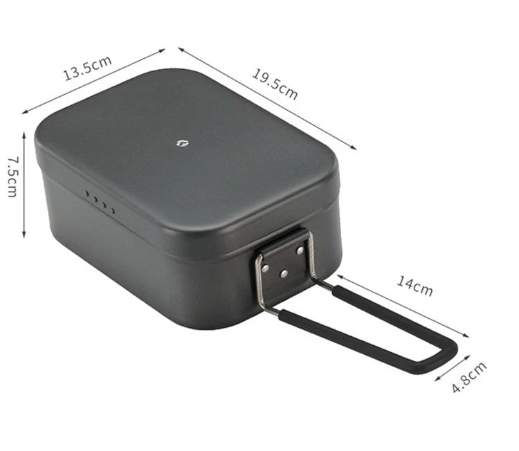 1.3L Camping Outdoor Hard Aluminium Oxide Meal Box Mess Tin Hiking Cookware 07FC0E-D4 - KOEEK