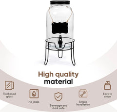 1.5 Gallon Glass Drink Dispensers for Parties,Ice Beverage Dispensers with Stand 07FC0E-D4 - KOEEK