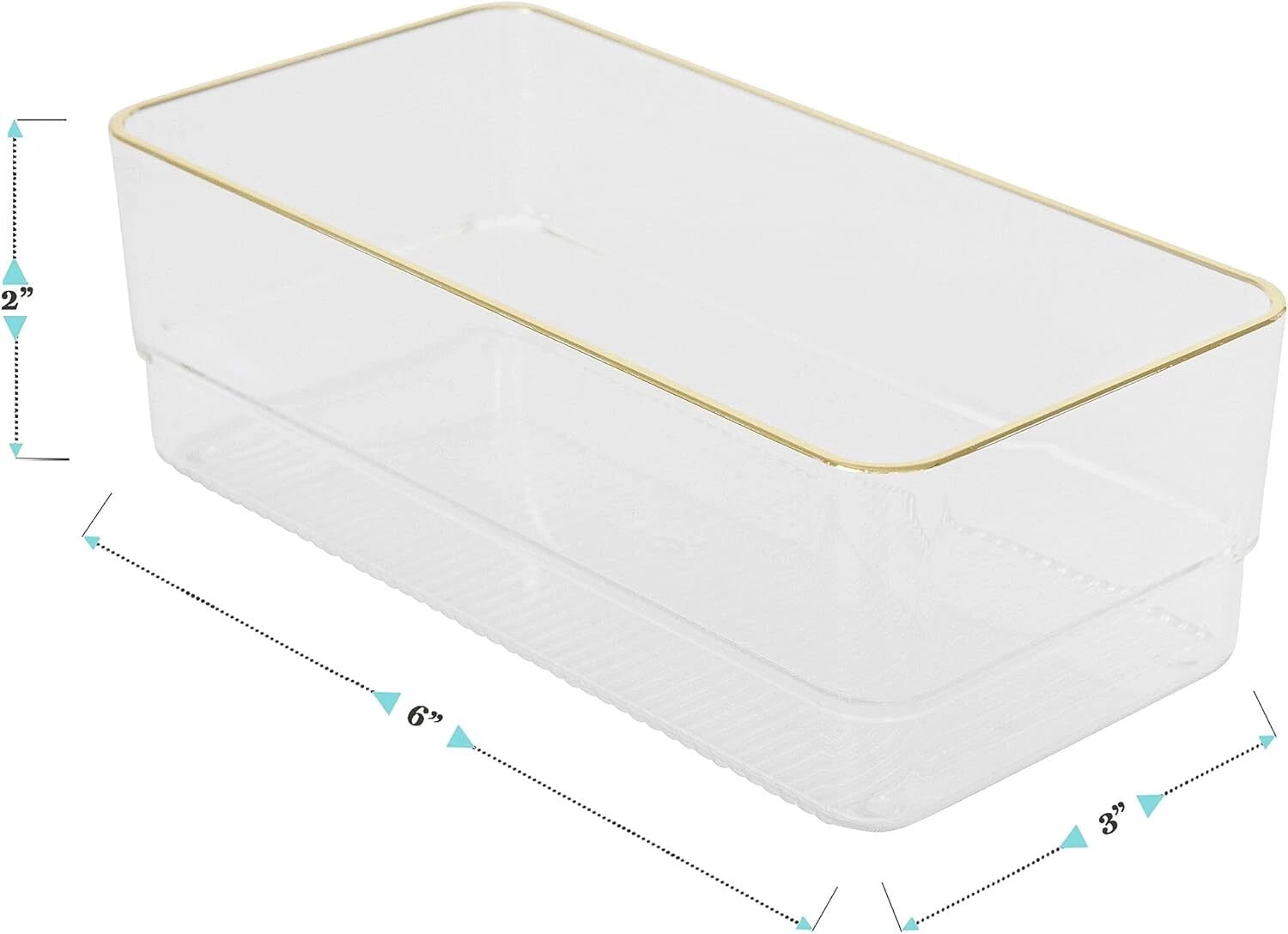 Kerry Plastic Stackable Office Desk Drawer Organizers, 6" x 3", 6 Pack,Gold Trim 07FC0E-D4 - KOEEK