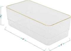 Kerry Plastic Stackable Office Desk Drawer Organizers, 6" x 3", 6 Pack,Gold Trim 07FC0E-D4 - KOEEK