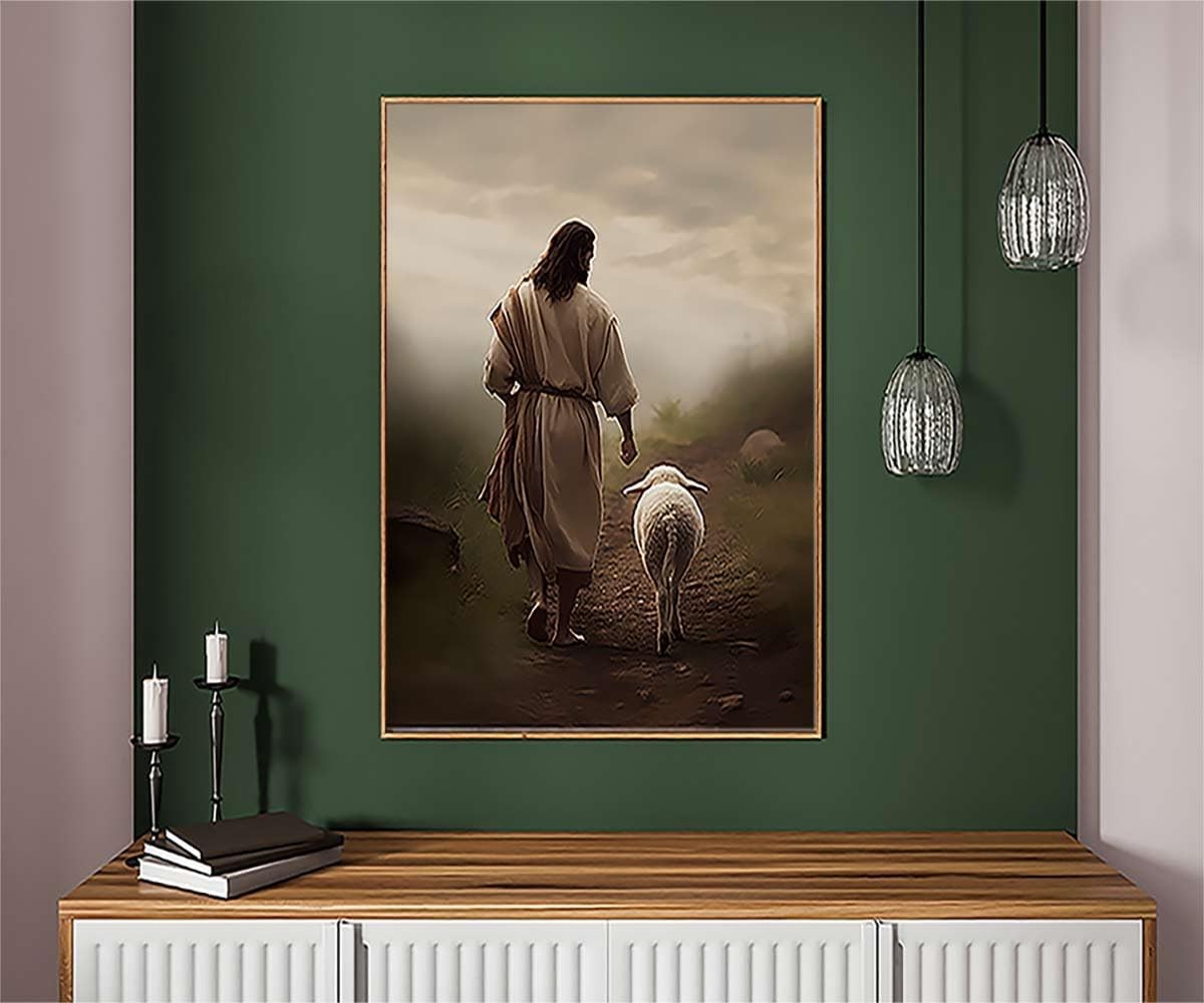 new Jesus Wall Art And Lamb Canvas 16L" x 12W", and Sheep