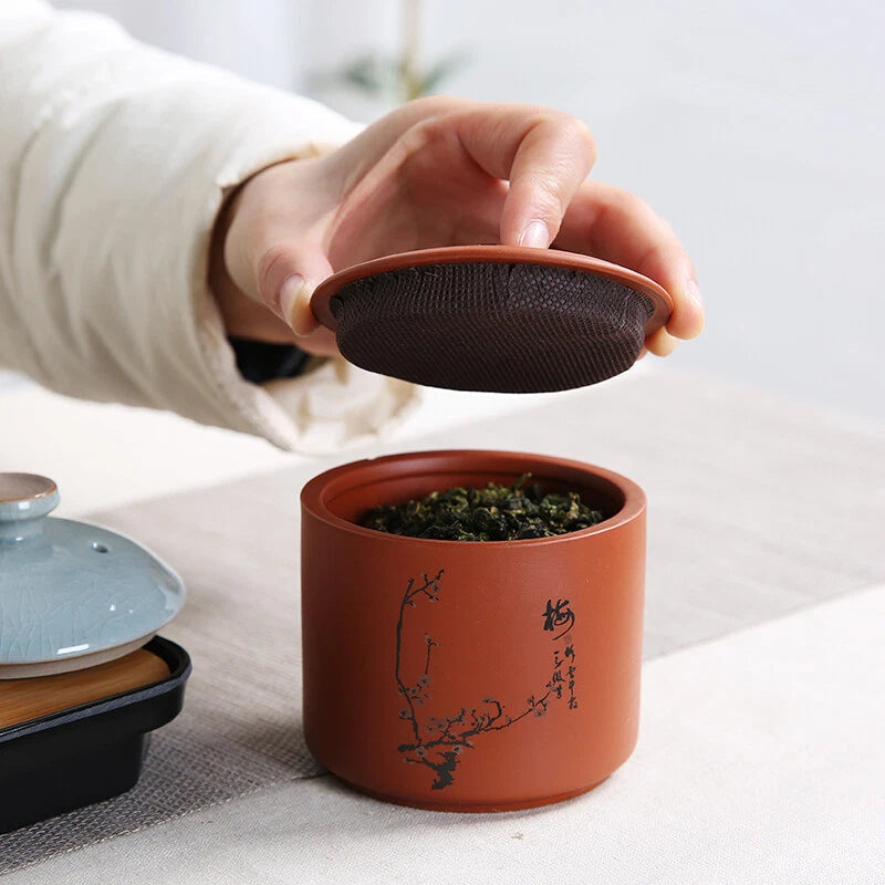 1pc Purple Clay Tea Jar Travel Tea Bag Storage Box Portable Sealed Tea Caddy 07FC0E-D4 - KOEEK