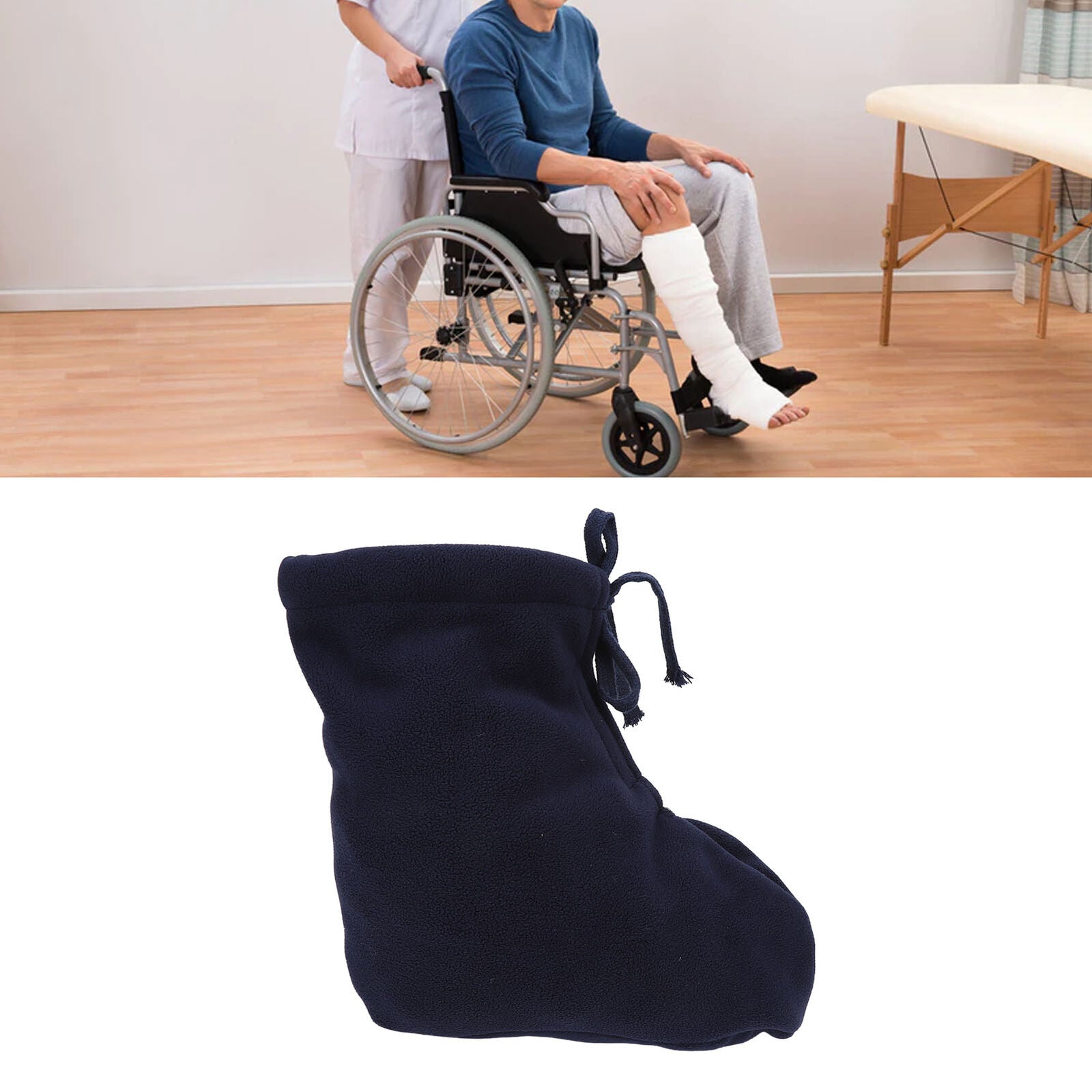 new Cast Sock Toe Cover Sock Thick White Plush Warmer Protector Dark Blue(L ) HGF koeek - KOEEK