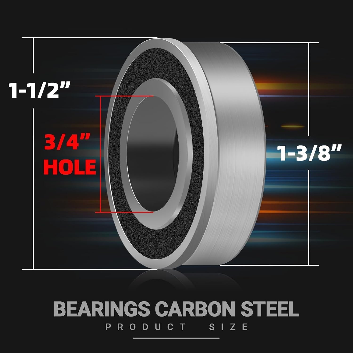 new (4-Pack) Bearings Carbon Steel - ID x OD 1-3/8" Hole 07FC0E-D4 - KOEEK