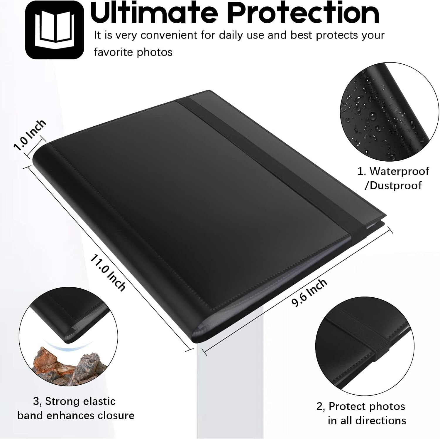 new Photo Album 8x10, 8x10 Book Holds 68 Photos, Art Portfolio Black 07FC0E-D4 - KOEEK