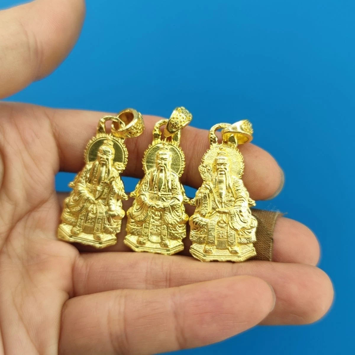 Brass Taoist Three Pure Ones Pendant Set Taishang Laojun Car Hang Amulet 07FC0E-D4 - KOEEK