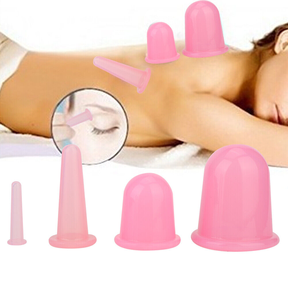 new 4pcs Vaccum Massager Cupping Cup Lifting Firming Therapy Treatment (Pink) HGF koeek - KOEEK