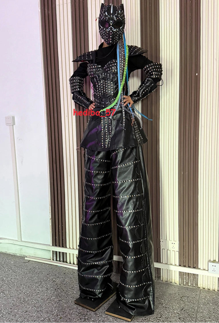 Predator LED Robot RGB Costume Women Illuminated Stilt Suit Set Show Clothing 07FC0E-D4 - KOEEK