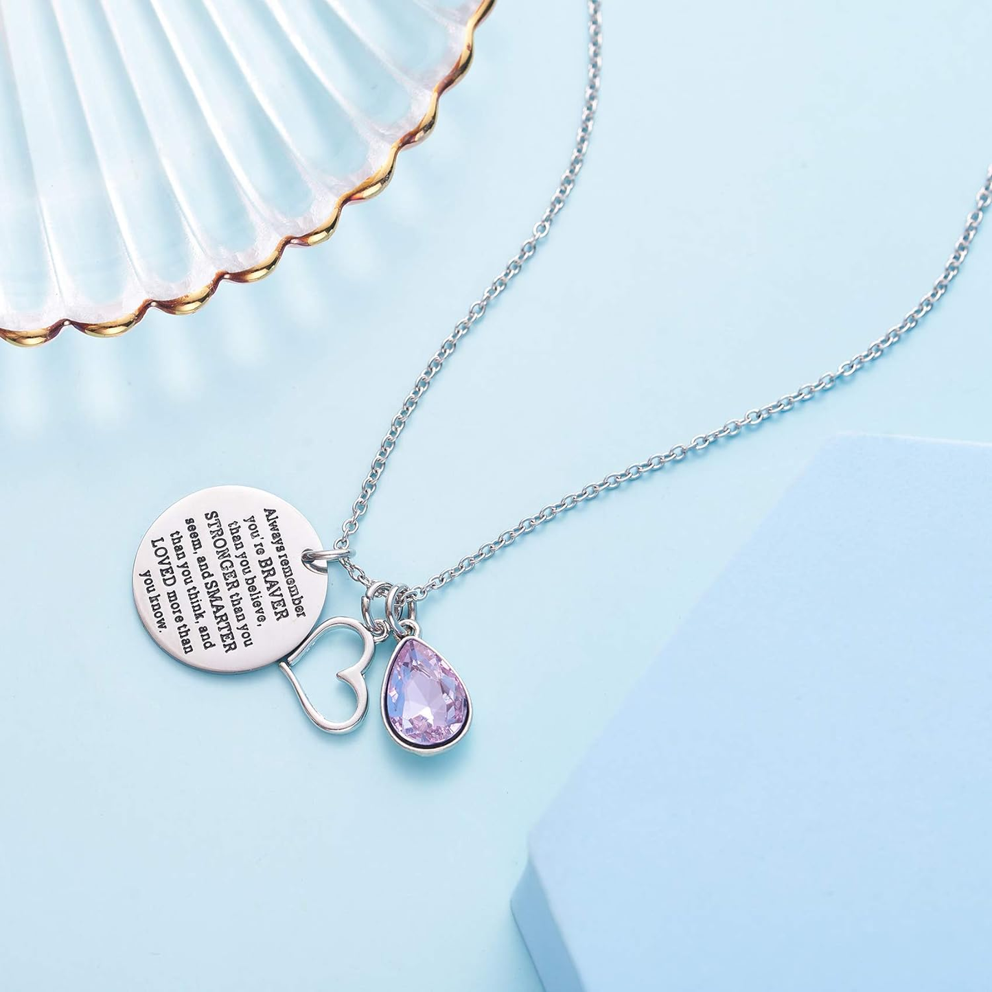 ny Du er modigere end du tror Awareness Halskæde Birthstone Graduation Gift Be