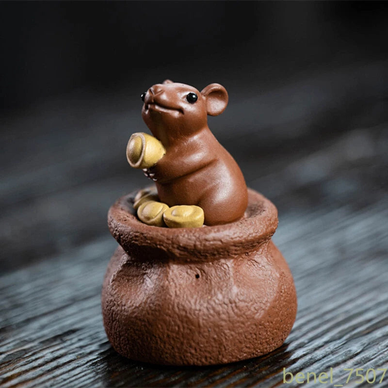 Handmade Yixing Purple Clay Tea Pet Decor Office Desktop  Mouse Ornaments 07FC0E-D4 - KOEEK