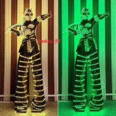 Predator LED Robot RGB Costume Women Illuminated Stilt Suit Set Show Clothing 07FC0E-D4 - KOEEK