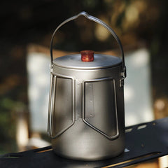 Outdoor Titanium Boiling Kettle 1.5L Large Capacity Coffee Pot Camping Portable 07FC0E-D4 - KOEEK