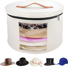 used Large Hat Storage Box for Women & Men, 16" 16" D x 10" H, Off-white 07FC0E-D4 - KOEEK