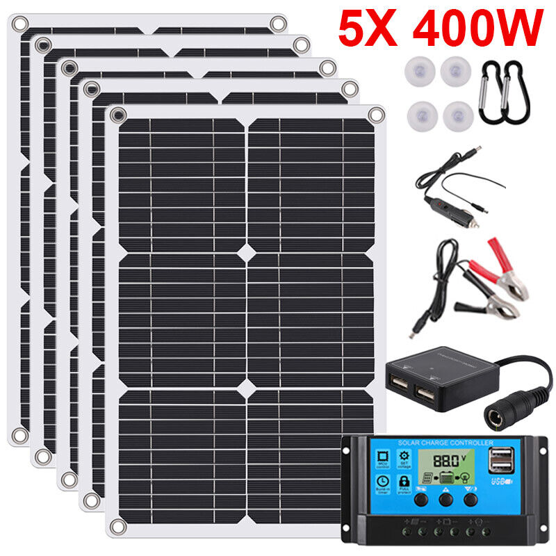 ny 4000W 400W Watt Fleksibelt Solpanel 12V Mono Home RV Rooftop Camping Off-Grid