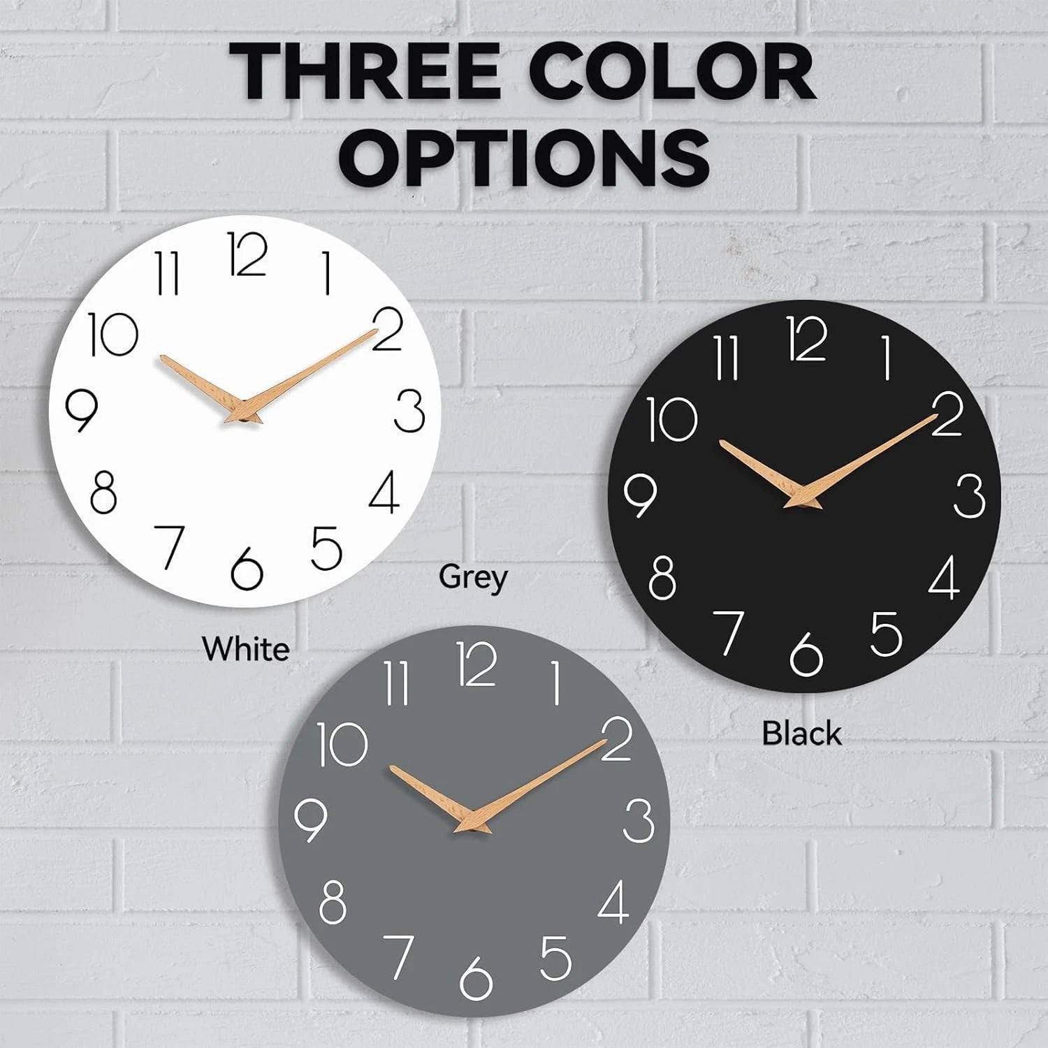 Wall Clock,14''Wooden Silent Non-Ticking, Decorative Battery Operated Wall Clock 07FC0E-D4 - KOEEK