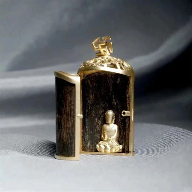 Mini Buddha Guardian Pendant Necklace Vintage Style Personal Amulet 07FC0E-D4 - KOEEK