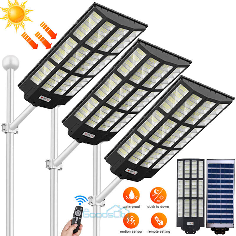 ny 1500W Solar Lights Bevegelsessensor Utendørs Vanntett Garden Yard Wall Street Lamp