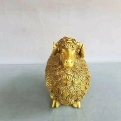 6.2'' Exquisitely Chinese Brass Fortune Good Luck Sheep Feng Shui Ornaments 07FC0E-D4 - KOEEK