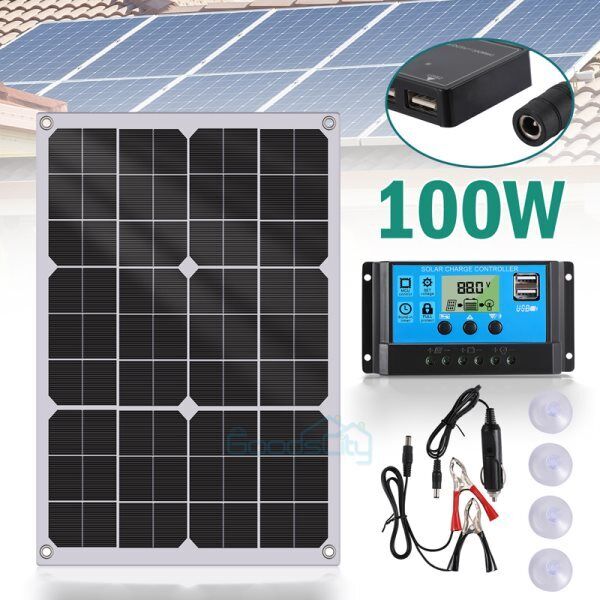 ny 100W Watt Mono Solcellepanel 12V Lading Off-Grid Batteristrøm RV Home Boat Camp