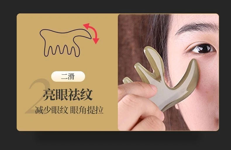 Natural White Yak Horn Head Massage Meridian Comb Gua Sha Board 天然白牦牛角头部按摩经络梳 07FC0E-D4 - KOEEK