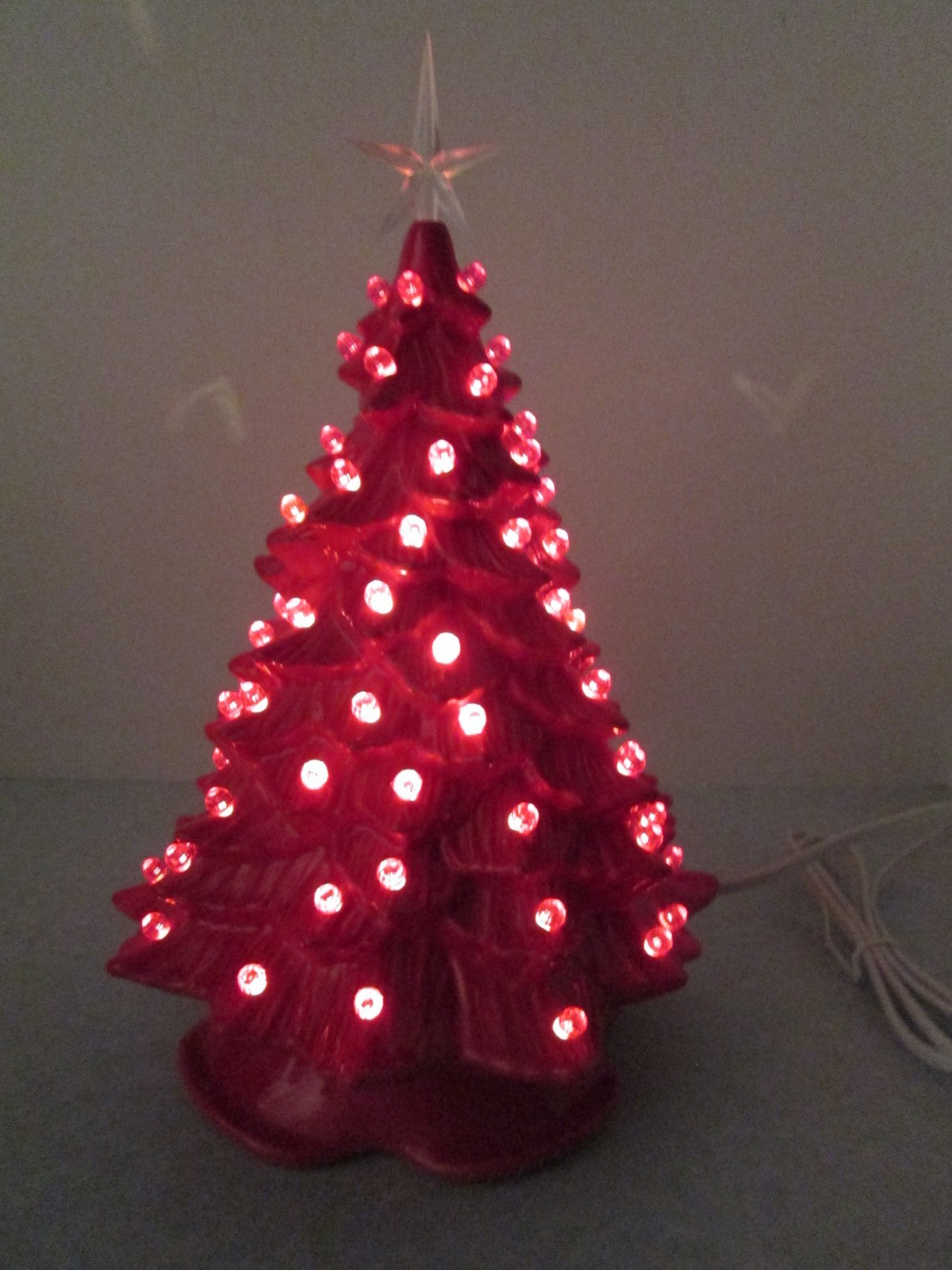 "Red Glazed  Ceramic Christmas Tree"  ly Made/ Extra Lights 07FC0E-D4 - KOEEK