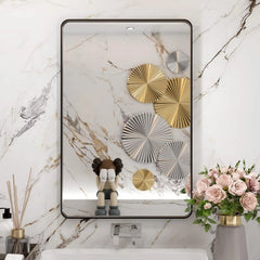 Black Bathroom Mirror 20X30In,Rectangular Matte Black Metal Framed Vanity Mirror 07FC0E-D4 - KOEEK