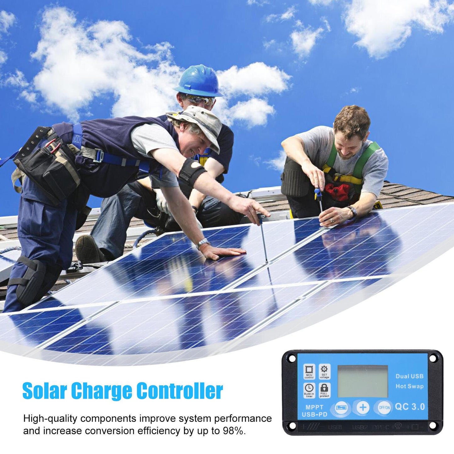 new 12V/24V  LCD Solar Panel Battery Regulator 12V/24V Charge Controller Dual USB koeek - KOEEK