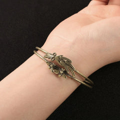 Chinese Style Brass Open Bangle Women’s Antique Copper Bracelet 07FC0E-D4 - KOEEK