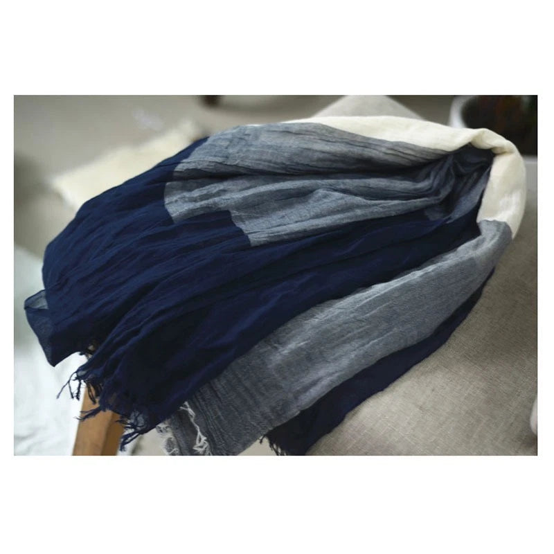 Mens soft cotton linen Bandana Scarf Blue gray Unisex Winter Autumn Neckerchief 07FC0E-D4 - KOEEK