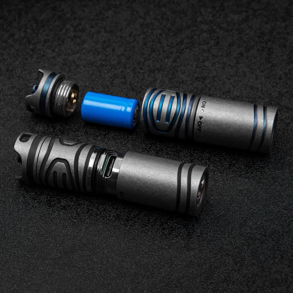 Titanium Mini Rechargeable LED Flashlight Waterproof Keychain Pendant EDC Light 07FC0E-D4 - KOEEK