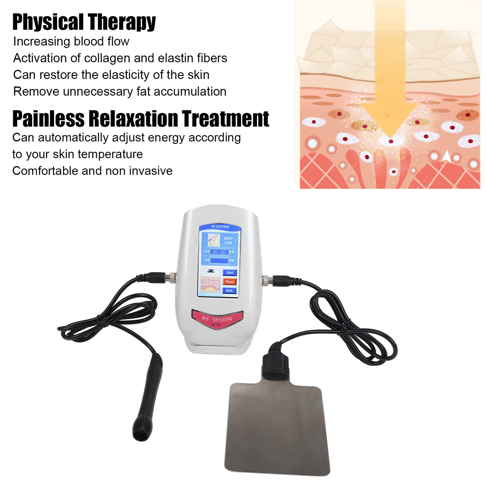 new RF Electric Machine Facel Lifting Firming Massage Instrument (EU Plug ) HGF koeek - KOEEK