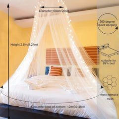 Bed Canopy with LED Star Lights, Princess Canopy Bed Curtain with 18 Colors 07FC0E-D4 - KOEEK