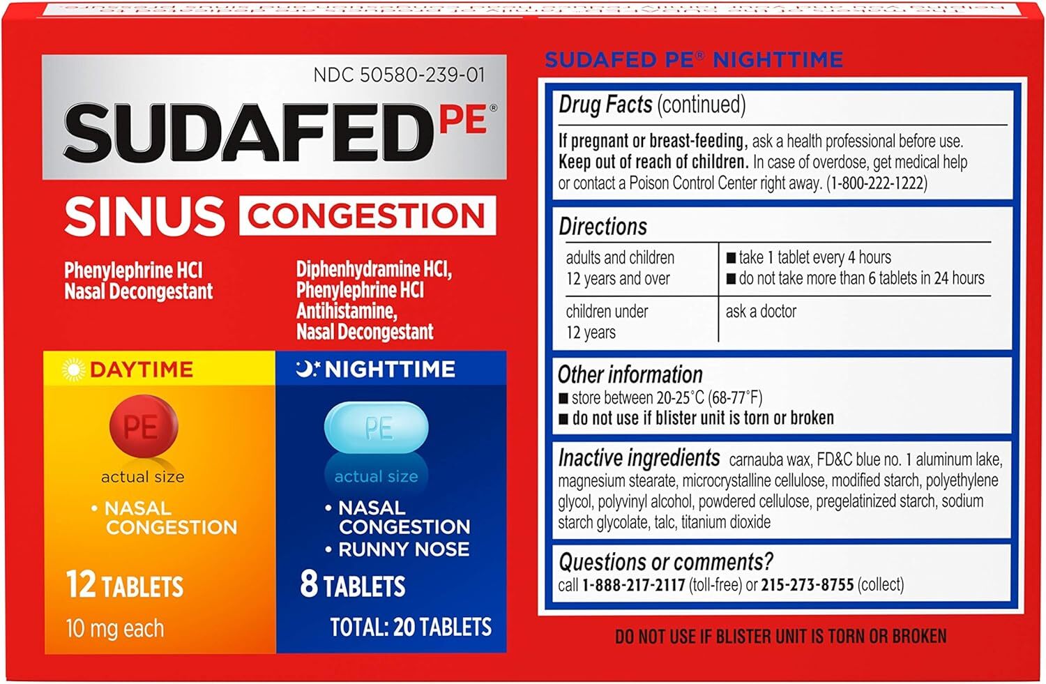 new Sudafed PE Day and Night Sinus Pressure & Congestion Tablets, 20 Count SUDAFED - KOEEK