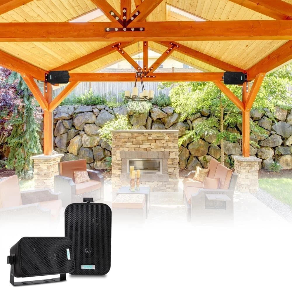 Wired Outdoor Speaker System (Pair), Marine Grade 2-way 300W Peak Power 07FC0E-D4 - KOEEK
