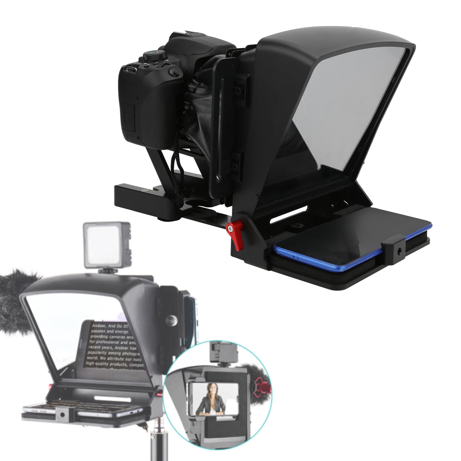 new Video Recording Prompter 5 Cold Shoe Mounts High Light Transmittance koeek - KOEEK