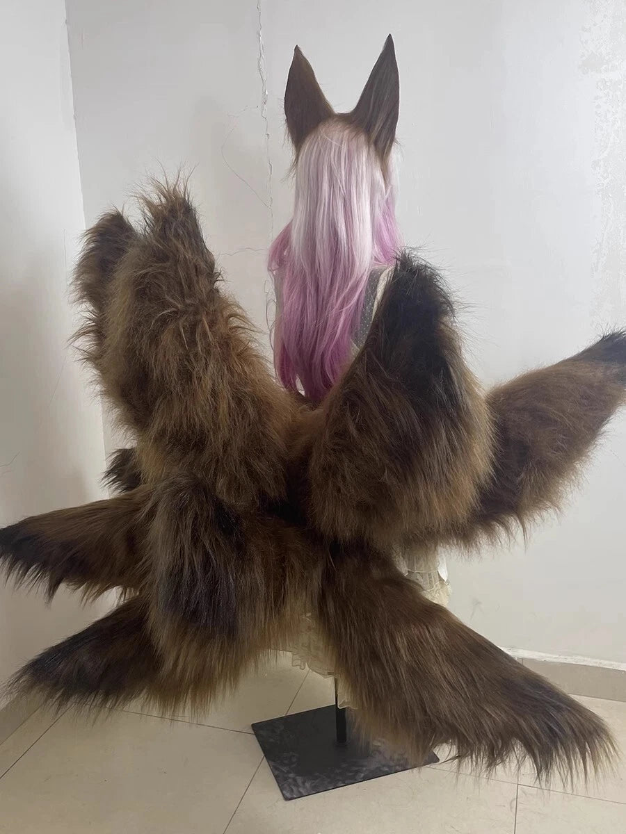 Azur Lane The Nine-Tailed Fox Fluffy Tail Ear Cosplay Prop Toy 07FC0E-D4 - KOEEK