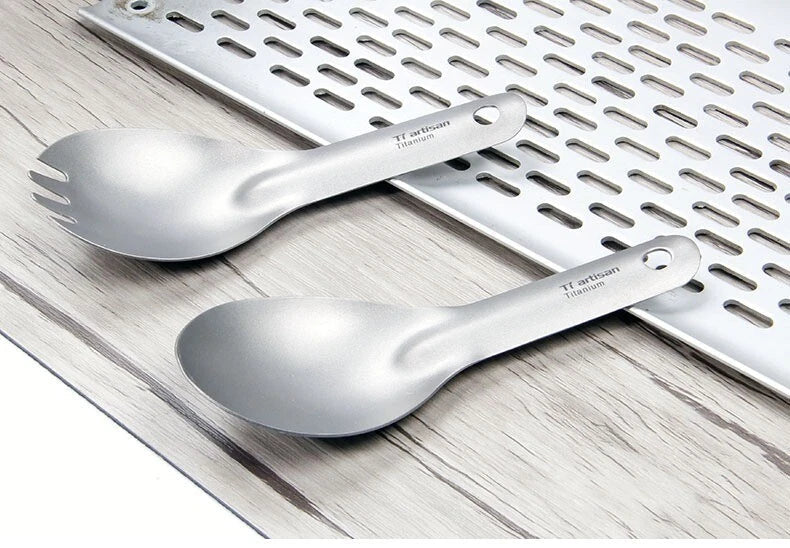Titanium Spoon Spork Portable Ultralight Short Handle Camping Outdoor Tableware 07FC0E-D4 - KOEEK