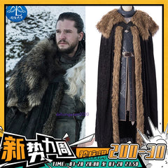 Game of Thrones Season 8 Jon Snow Men's Cosplay Costume with Cloak Full Suit 07FC0E-D4 - KOEEK